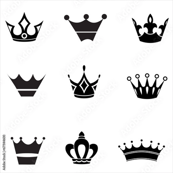Fototapeta Crown Heraldry Collection Stock Vector, Big Collection Vector Crown Silhouettes Vintage Stock m Crown Silhouette Vector Collection PNG Picture And Clipart Image Crown vector illustration eps 10.