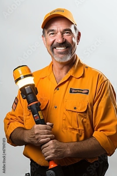 Obraz Happy handyman isolated