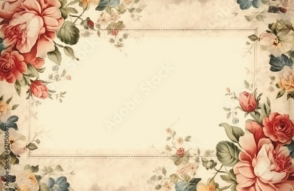 Obraz flowers background on old paper