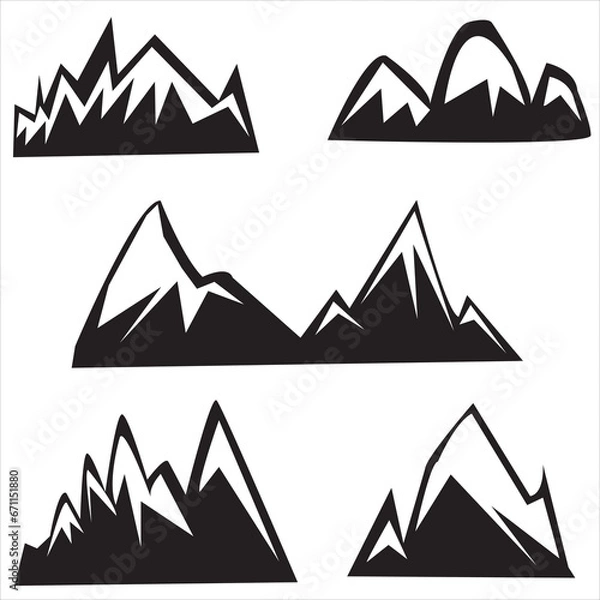 Fototapeta Mountains icon isolated on white background Vector Image Mountain silhouette - icon. Rocky peaks. Mountains ranges. Black and white mountain icon Stock, Icon PNG Images With Transparent background