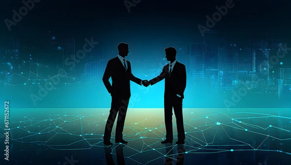 Fototapeta Business people shaking hands with abstract background