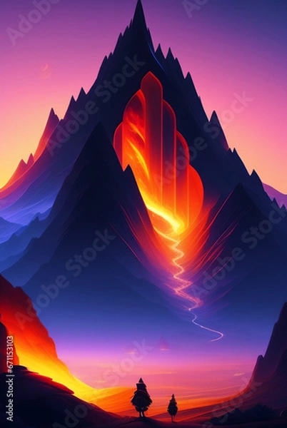 Obraz sunset over mountains