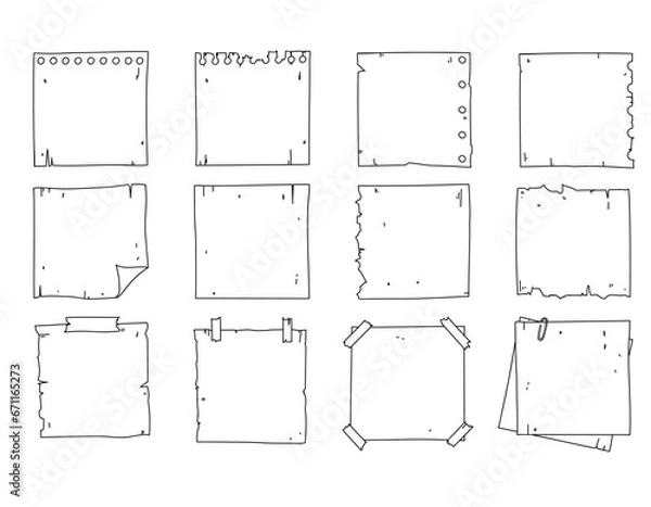 Fototapeta Set of vector white paper stickers with copy space for text isolated on white background. Elements for branding, packaging, prints and social media posts