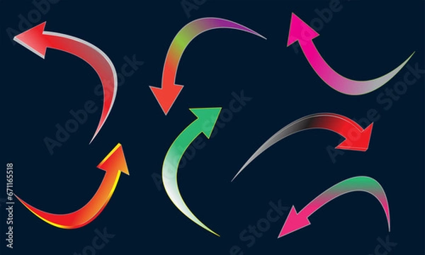 Fototapeta 3d arrows Vectors  Illustrations , Onwards Upwards Arrows 3d Glossy Stock , Arrow Stickerst Various Angles Directions, 3d Stock Vector Colorful ribbon arrow set. Arrow stickerst various angle3d Arrow