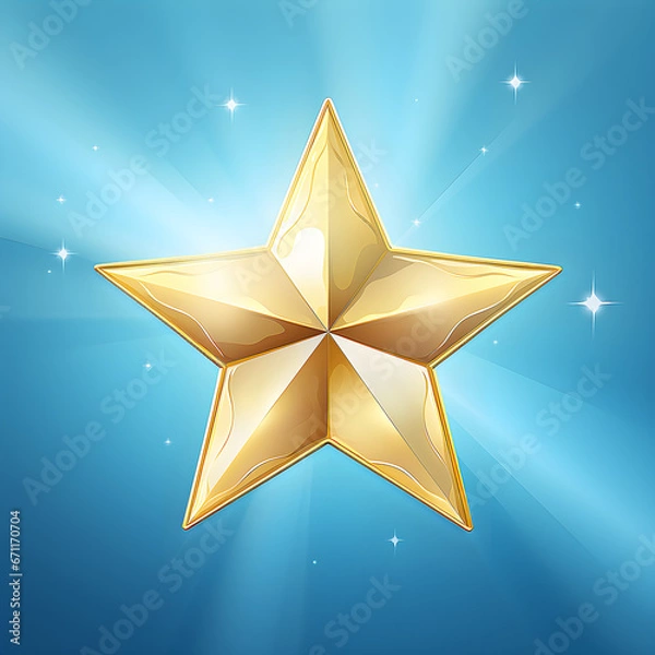 Obraz Golden star on blue background