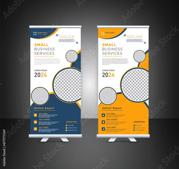 Obraz Standee roll up banner template design