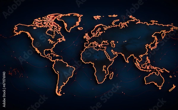 Fototapeta Orange world map