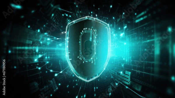 Fototapeta Cybersecurity, Data Privacy in the Digital Age in a Connected World, digital lock key