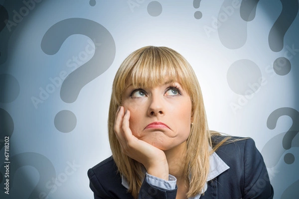 Obraz Girl with Question Marks