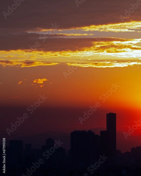 Obraz Sunset over the city