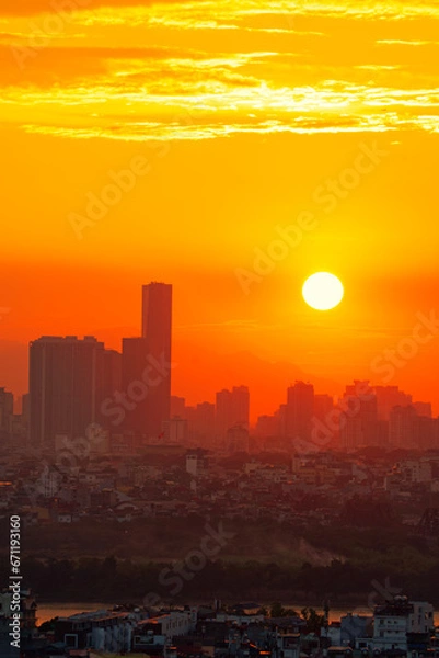 Obraz Sunset over the city