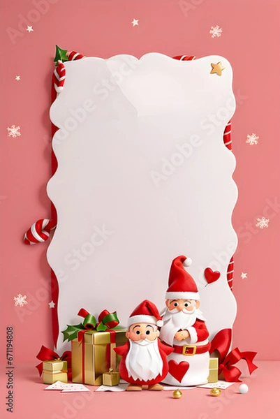Obraz christmas wish card template with santa claus