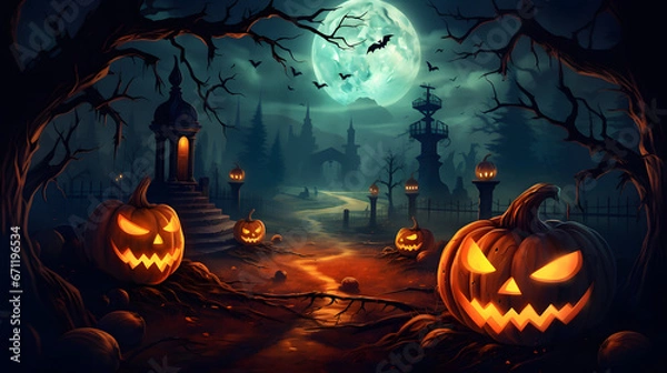Obraz halloween background with pumpkins