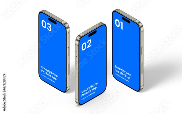 Obraz Smartphone Mockup | Fully Editable File, Replaceable Screen, Separated Shadow and Background	
