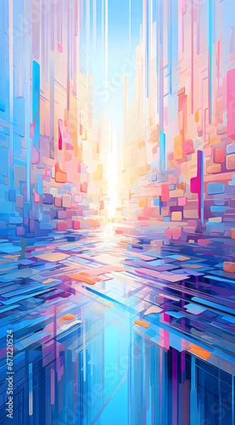 Obraz Abstract background with lines and colorful squares