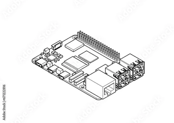 Obraz Raspberry Pi 5 board Silhouette	