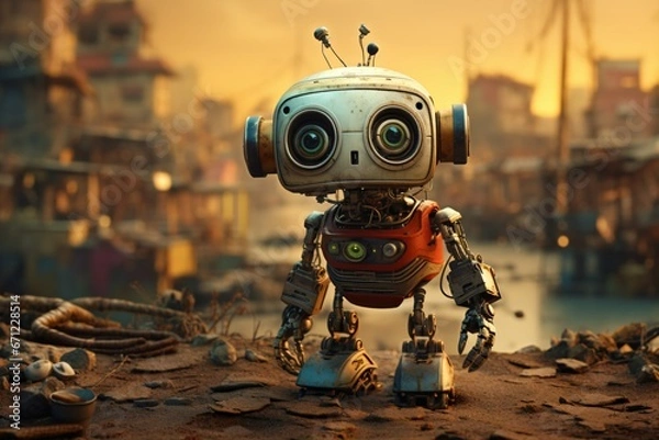 Obraz Curious Robot in Forgotten Harbor.