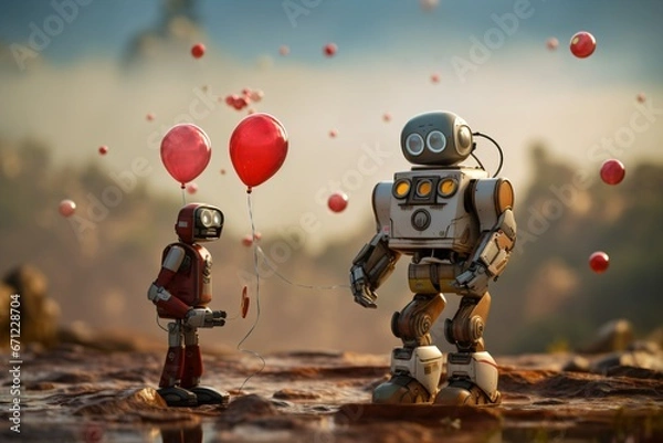 Fototapeta Balloons, Bots, and Boundless Wonder.