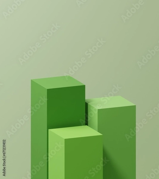 Obraz green podium for product presentation, rendering geometric forms