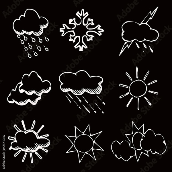 Fototapeta clouds, sun, weather, vector