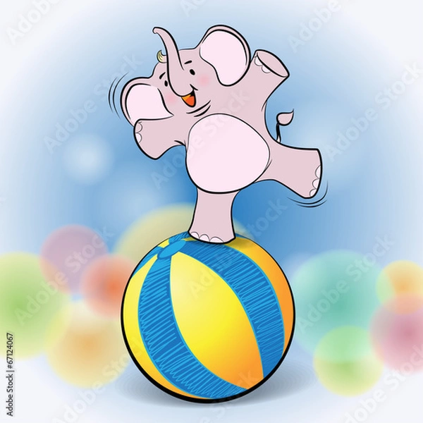 Obraz cute elephant play on Ball