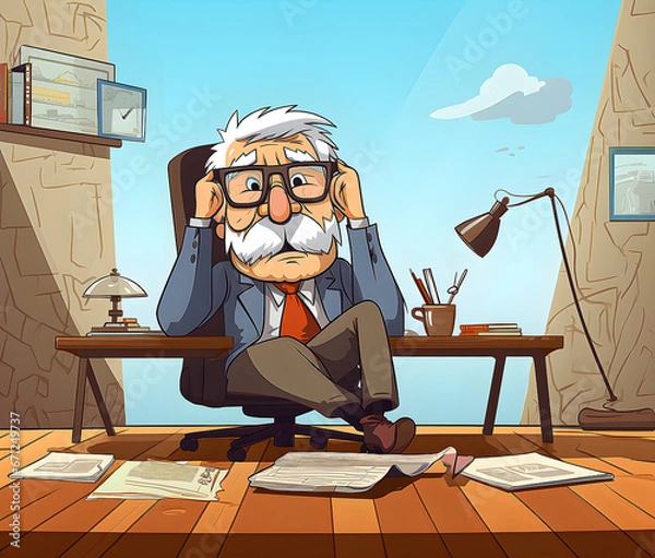 Fototapeta Man in the office in cartoon style
