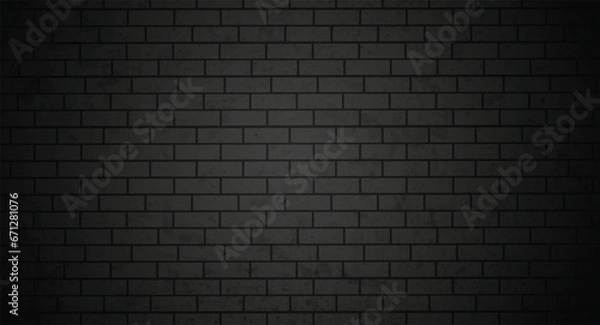Obraz Vector realistic isolated black brick wall background for template and layout decoration.