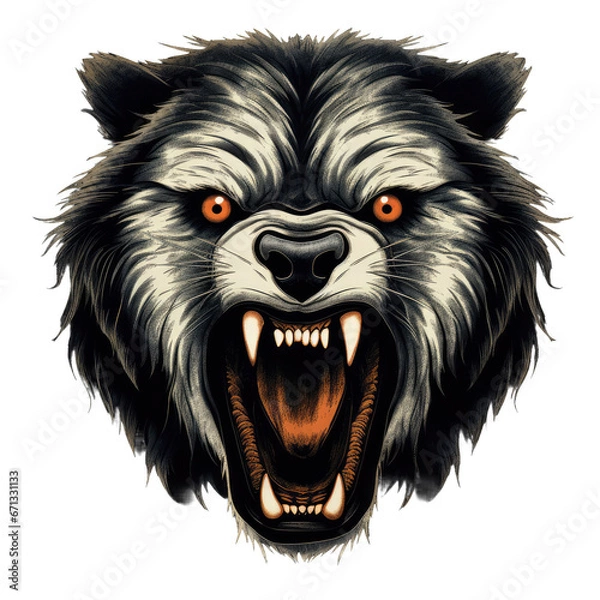 Fototapeta Creative design illustration angry wild cat face AI Generative