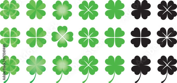 Obraz 四つ葉のクローバーのベクターイラストセット