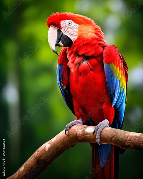 Fototapeta A scarlet macaw parrot portrait 