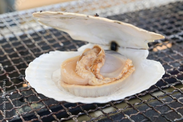 Obraz ホタテ貝の網焼きバーベキュー