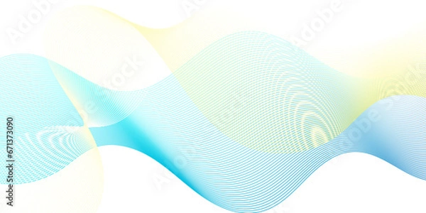 Fototapeta Modern abstract blue blend waves lines futuristic technology background. Modern blue flowing wave lines and glowing moving lines. Futuristic technology and sound wave lines background.