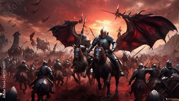 Obraz Fantasy war red sky