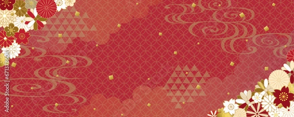 Obraz 和風花柄の背景素材