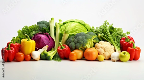 Obraz Colorful vegetables on isolated background - ai generative