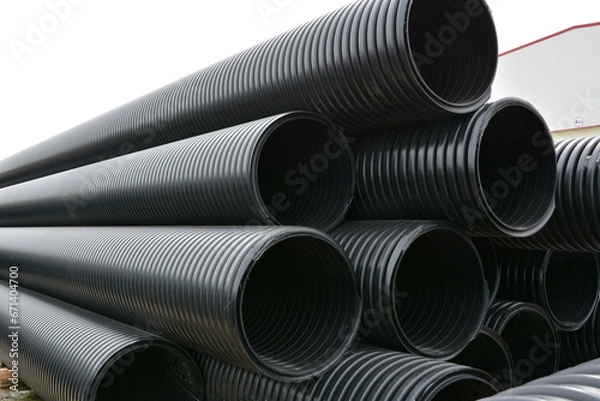 Fototapeta Metal Reinforced PE Spiral Corrugated Pipe, HDPE Corrugated Drain Pipe, High quality Pipe plant