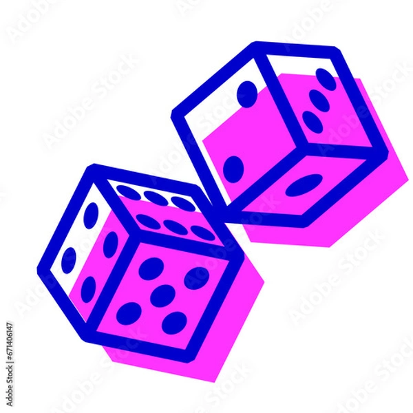 Fototapeta サイコロ、2個を表す2色スタイルのアイコン