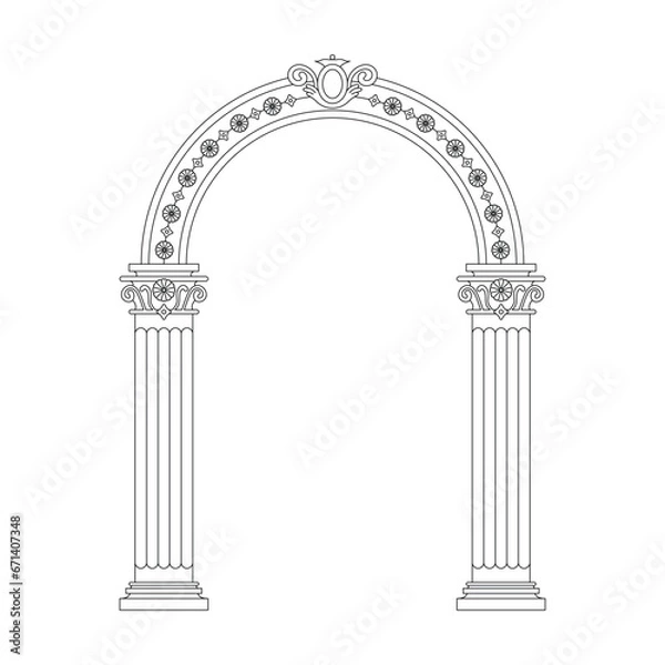 Obraz Column arch pillar frame roman greek antique line art
