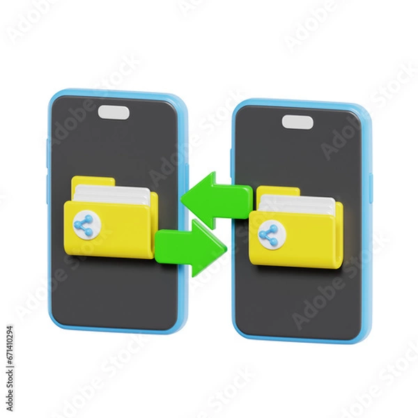 Obraz 3d mobile share, cloud networking 3d icon set, high quality render, transparent background