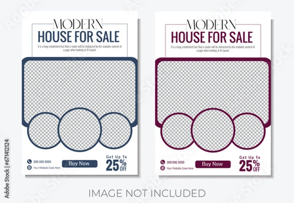 Fototapeta Modern real estate flyer, brochure design template with 2 color. real estate flyer brochure design template with abstract background . 