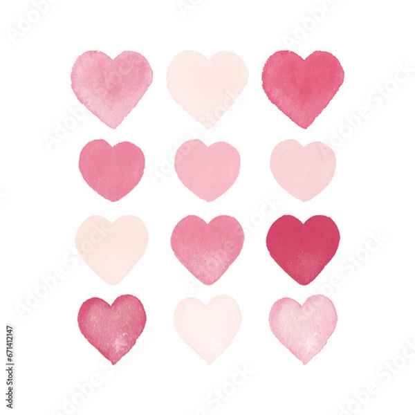 Obraz 水彩ハートセット 半透明