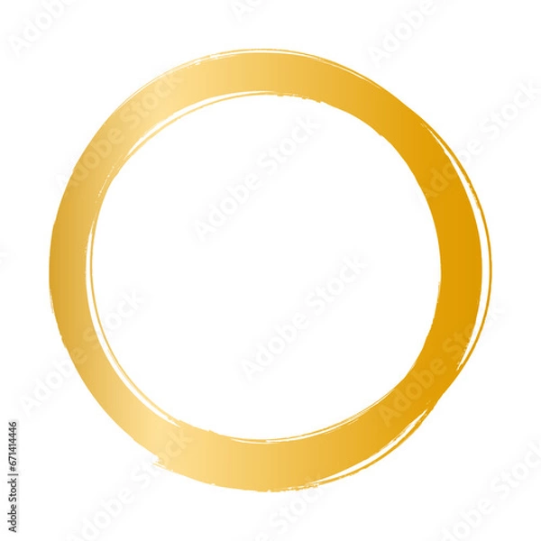 Fototapeta 筆書き風　円形フレーム　金色