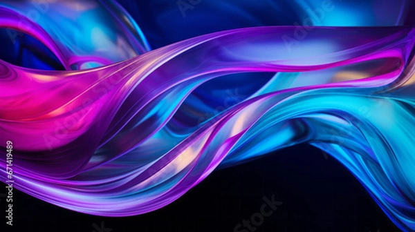 Fototapeta Abstract holographic, fluid liquid and trendy gradients, 3d render on black background