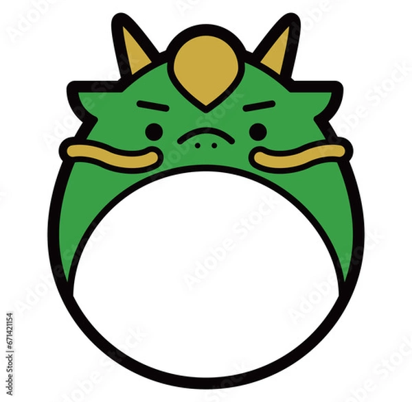 Obraz 2024年辰年の年賀状や正月に使える龍のポップでかわいい干支イラスト_コピースペース