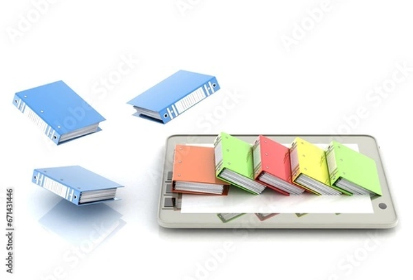 Obraz computer (documents folder).3d Render Illustration.