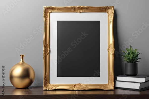 Fototapeta Gold frame mockup design
