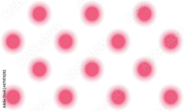 Fototapeta pink polka dot on white background, design for fabric printing as repeat pattern, pink sun or star
