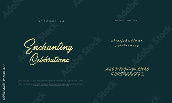 Fototapeta Abstract Calligraphy font alphabet. Minimal modern urban fonts for logo, brand etc. Typography typeface uppercase lowercase and number. vector illustration
