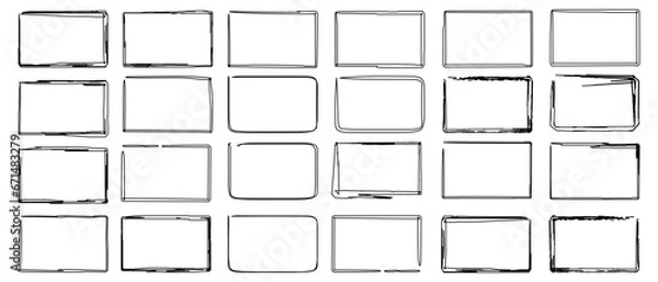 Fototapeta Set hand drawn rectangle, felt-tip pen objects. Text box and frames.	