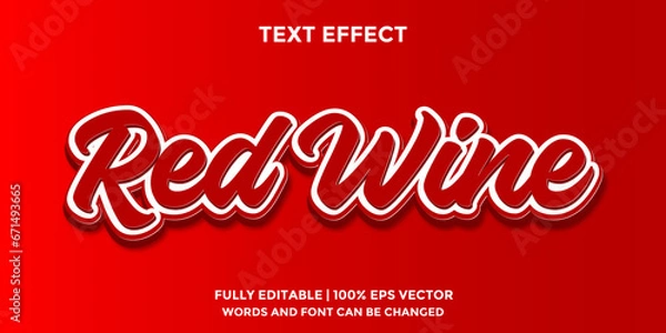 Obraz Vector red wine text effect - editable text effect